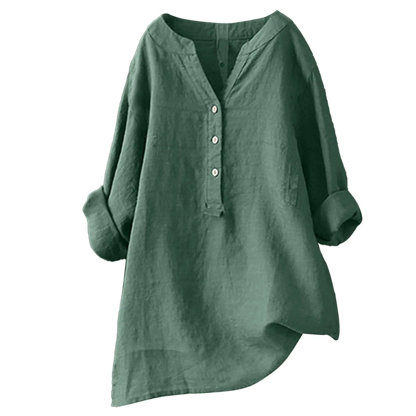 Unisex Women Men Cotton Linen  - Casual Loose Linen Shirt Dress 评论和价格