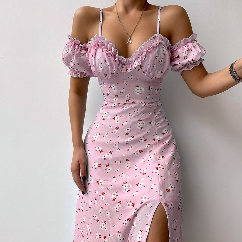 Women Summer Floral Dress Fren - French Vintage Floral Midi Dress 评论和价格
