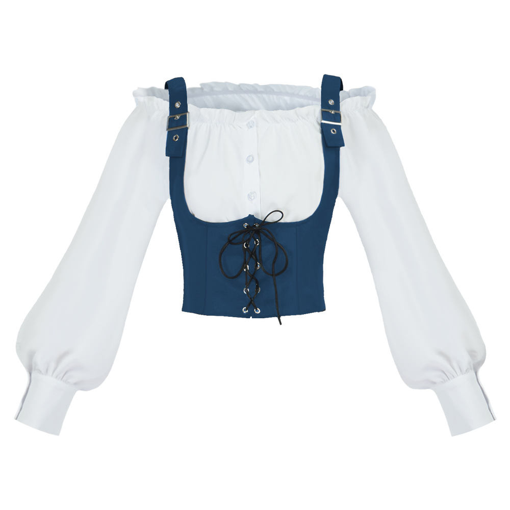Retro Western Style Women Blou - Blouses 评论和价格